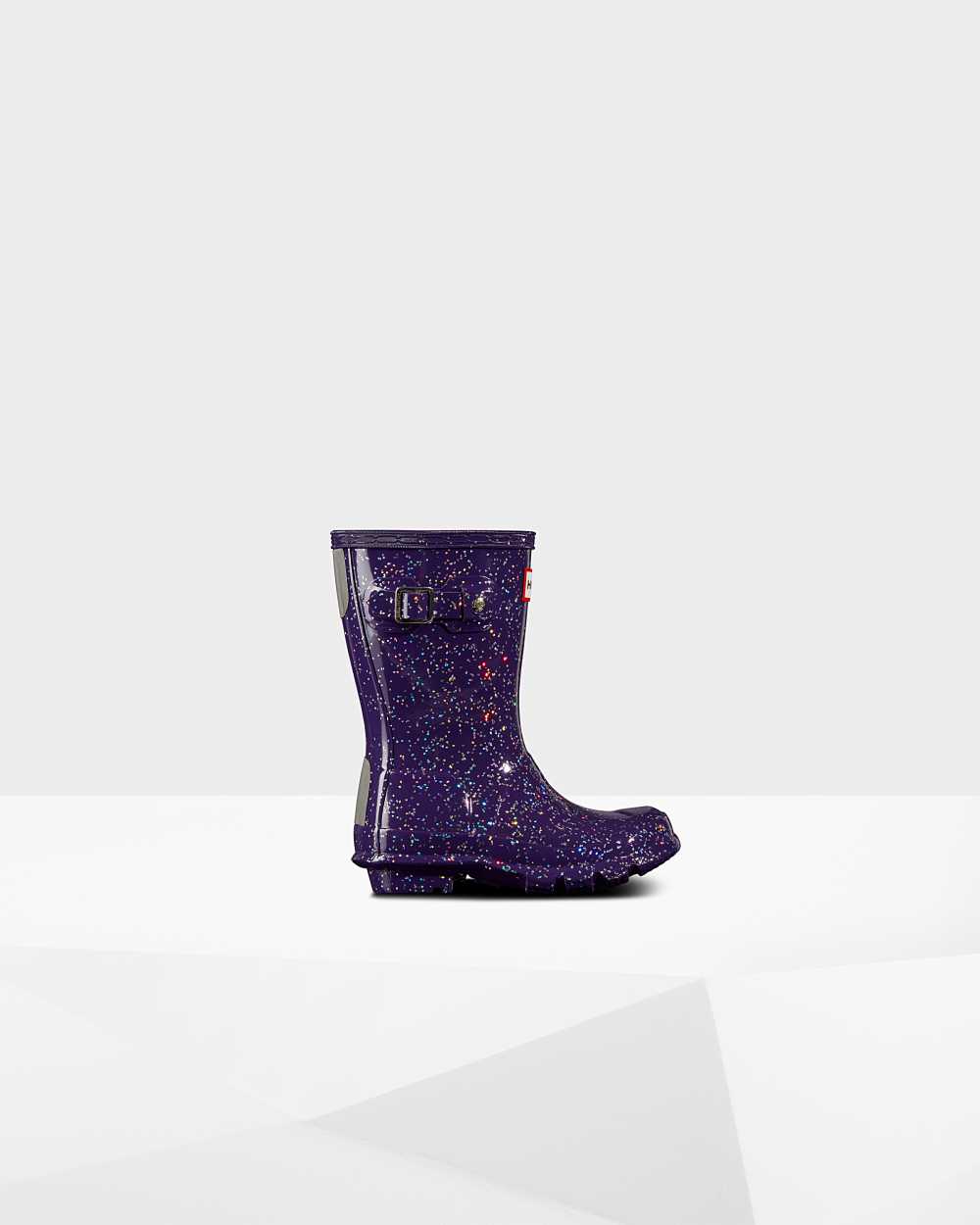 Hunter Original Little Giant Glitter Kids Rain Boots NZ-64620R Purple